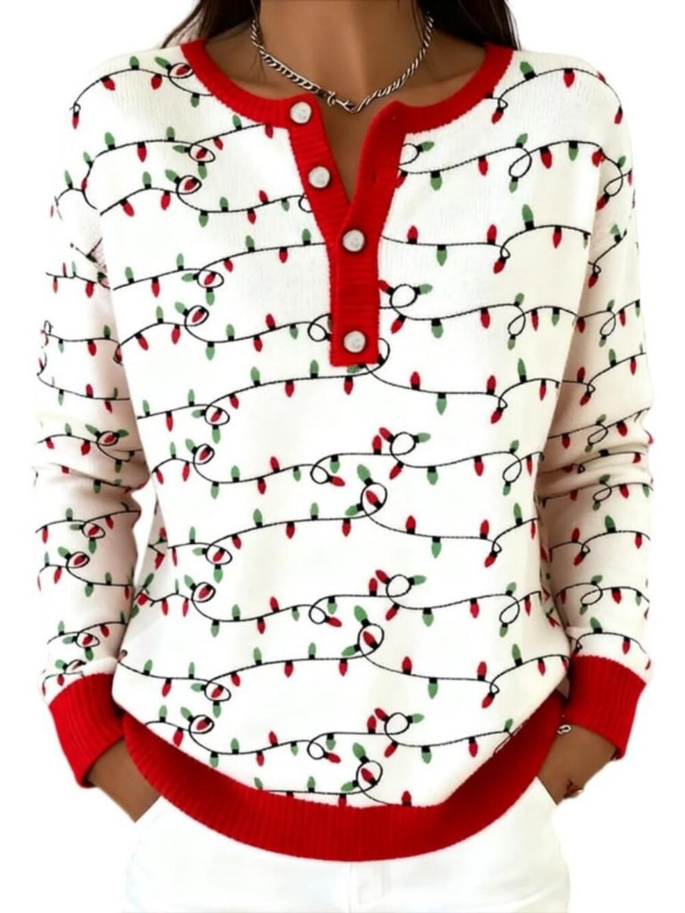 Cozy V-Neck Button-Up Henley Knit Sweater for Women - Perfect Fall Layering!